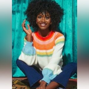 Tuckernuck Hyacinth House Pastel Color Block Crew-neck Sweater Sz L